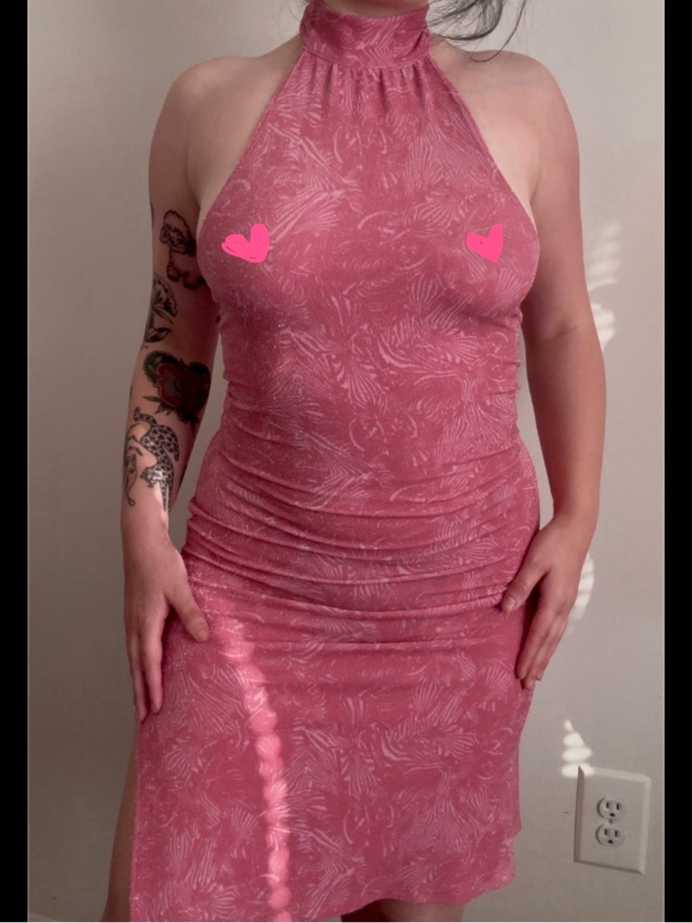 Vintage Y2K Pink Knit Halter Neck Dress (Small) 🤍